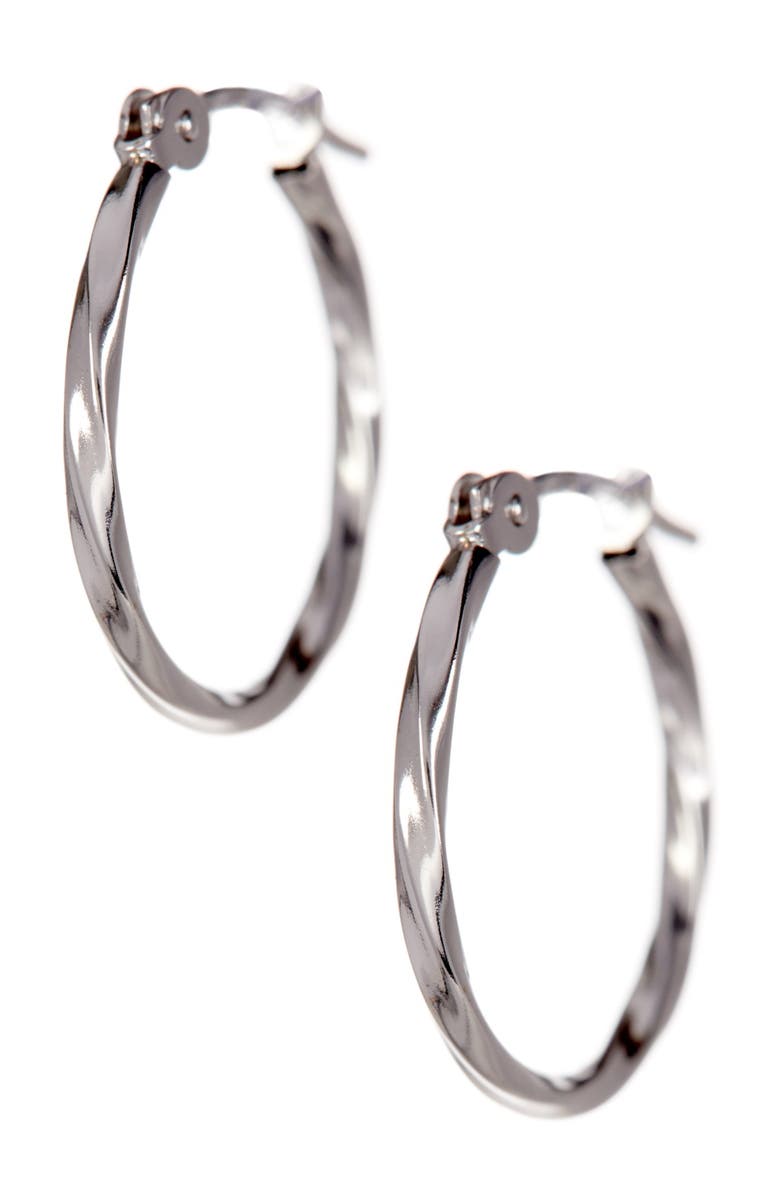 CANDELA JEWELRY 14K White Gold 9mm Twisted Hoop Earrings, Main, color, White Gold