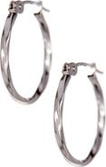 CANDELA JEWELRY 14K White Gold 9mm Twisted Hoop Earrings