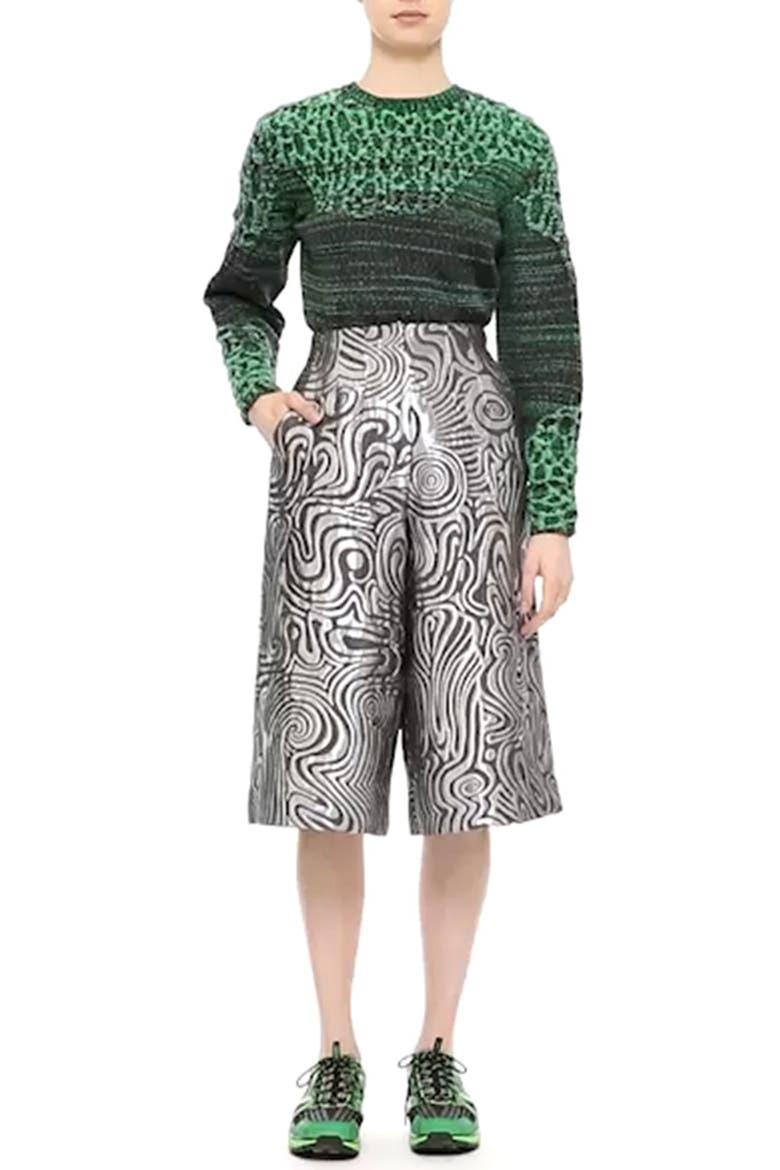 3D Lace Inlay Knit Pullover, Alternate, color, GREEN/ BLACK