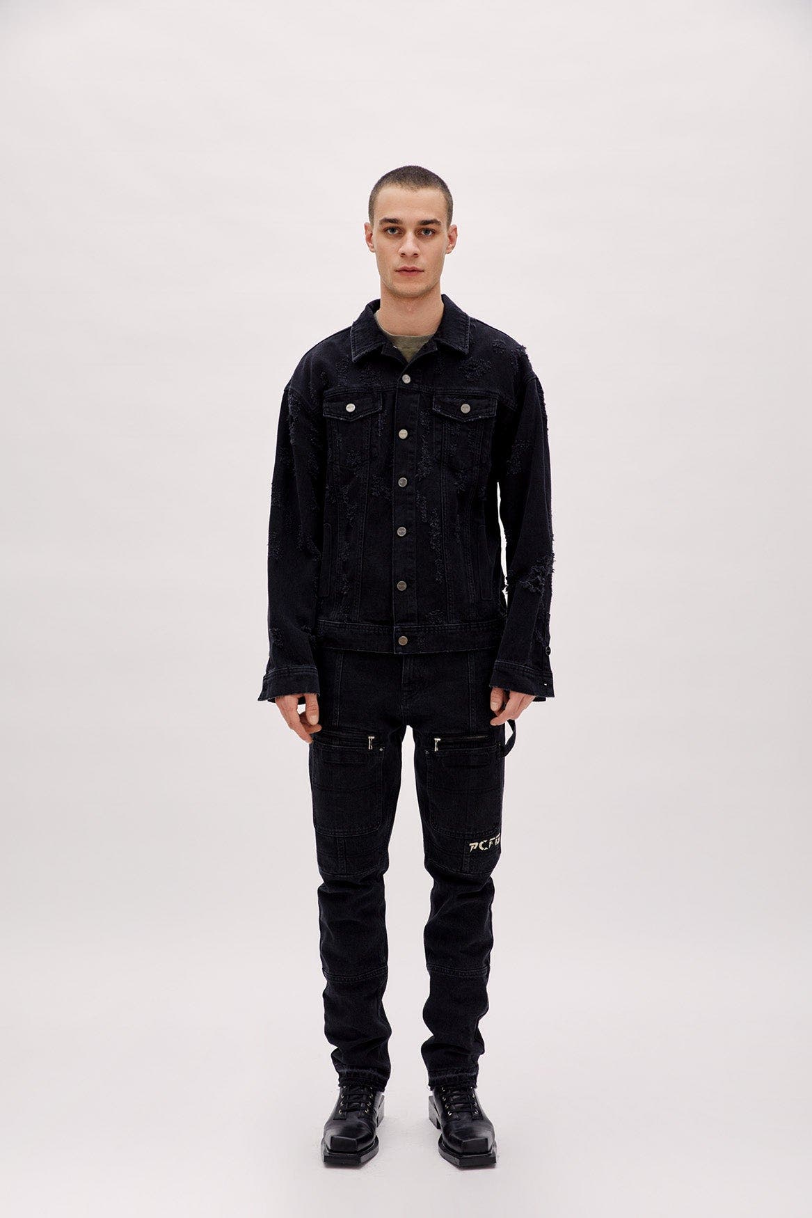 Cotton Distressed Denim Jacket - image 2