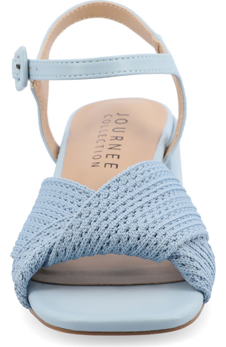 Journee Collection Zerlina Knit Block Heel Sandal, Alternate, color, Blue