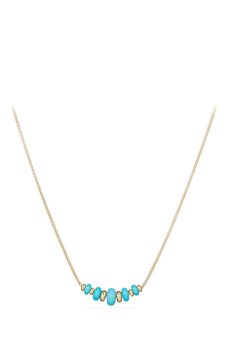 David Yurman Rio Rondelle Short Station Necklace in 18K Gold, Main, color, 