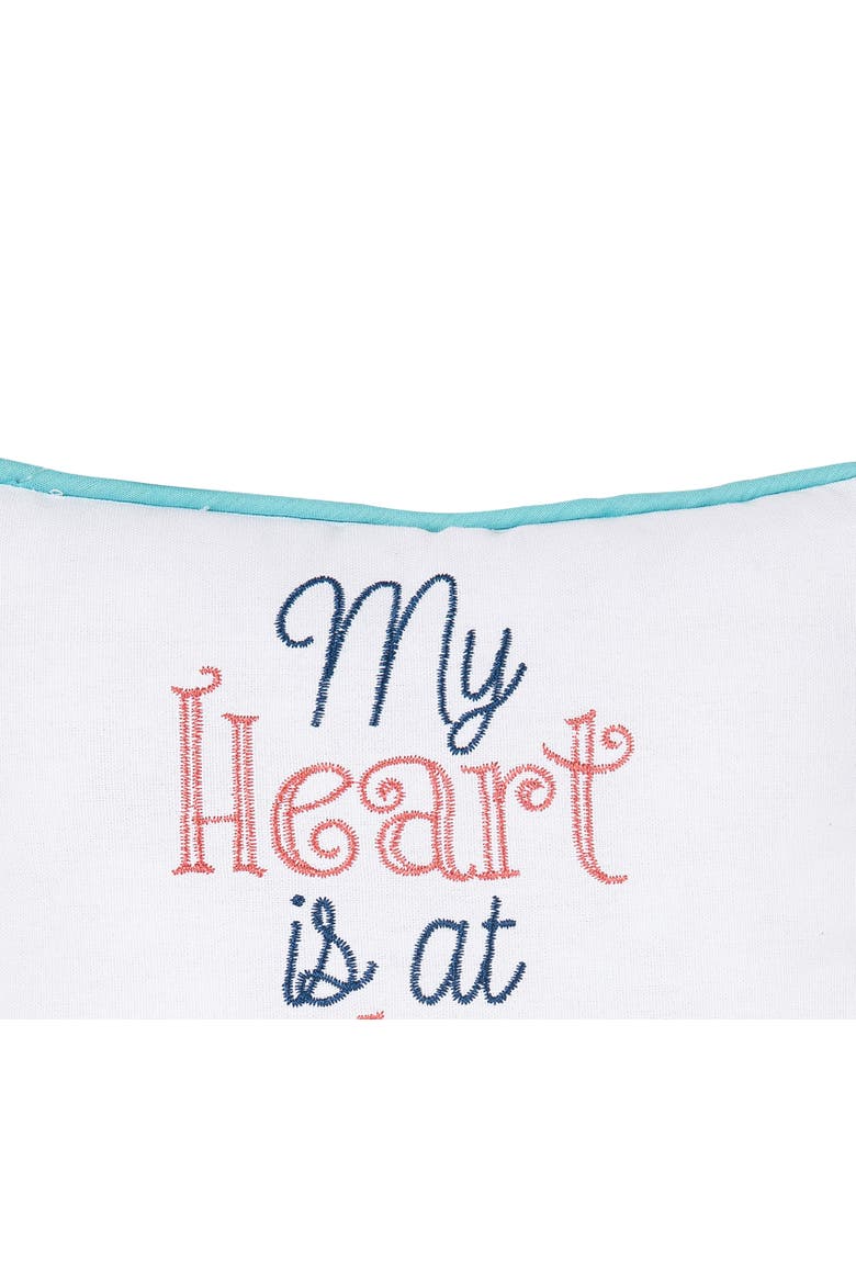 "My Heart Is At the Beach" Mini 100% Cotton Accent Pillow, Alternate, color, Blue