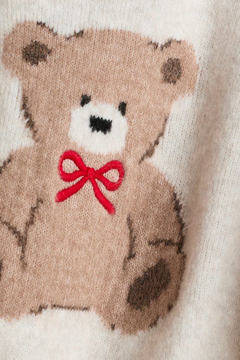 Motif-Detail Sweater, Alternate, color, Light beige/teddy bear