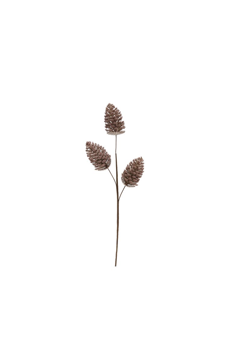 Storied Home Faux Beaded Pinecone Stem with Glitter, Champagne Finish, Main, color, Silver
