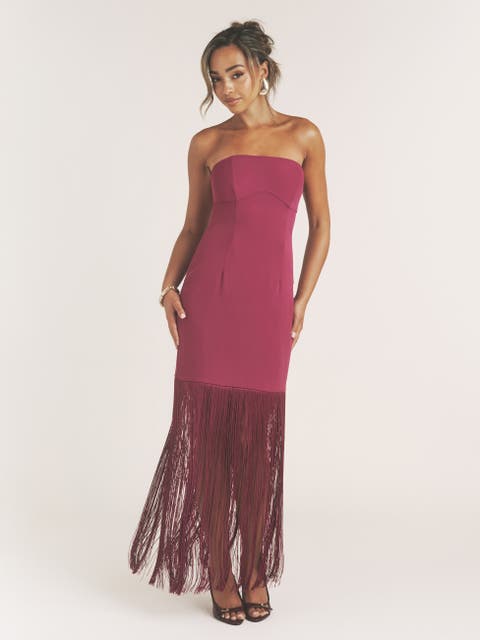 Fringe Bandeau Maxi Dress