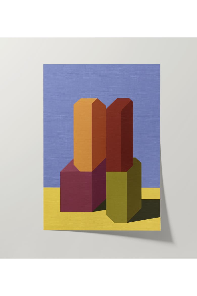 Form and Structure No. 09 Geometric Abstract Art Print, Alternate, color, Natural Oak Frame - 12x16