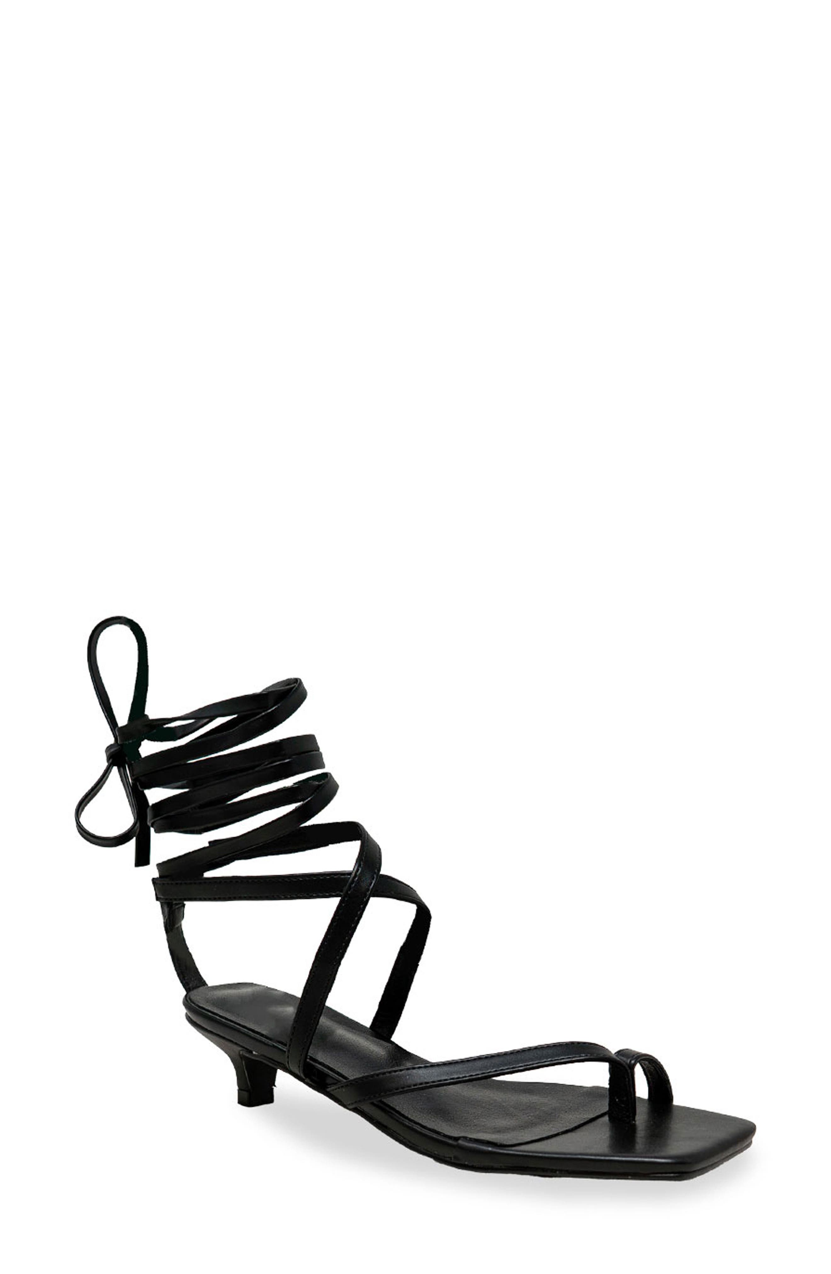 CHASE AND CHLOE Lace-Up Kitten Heel Sandal