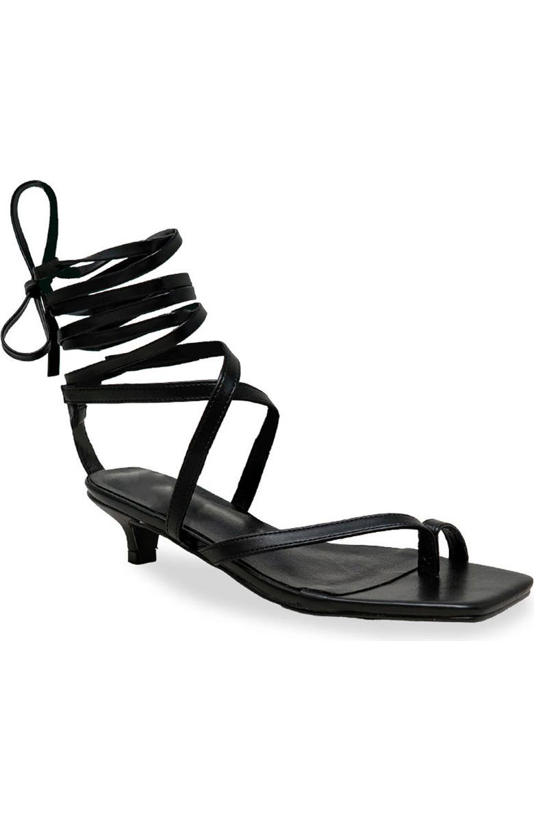 CHASE AND CHLOE Lace-Up Kitten Heel Sandal, Main, color, Black