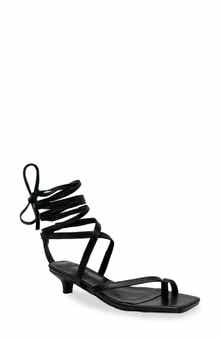 CHASE AND CHLOE Lace-Up Kitten Heel Sandal