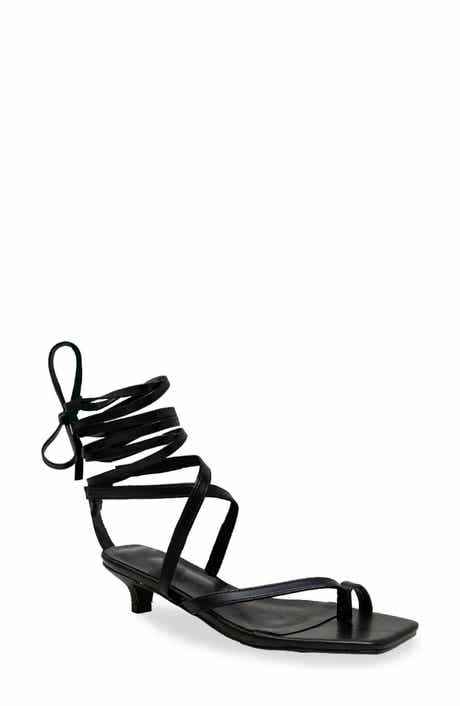 CHASE AND CHLOE Lace-Up Kitten Heel Sandal