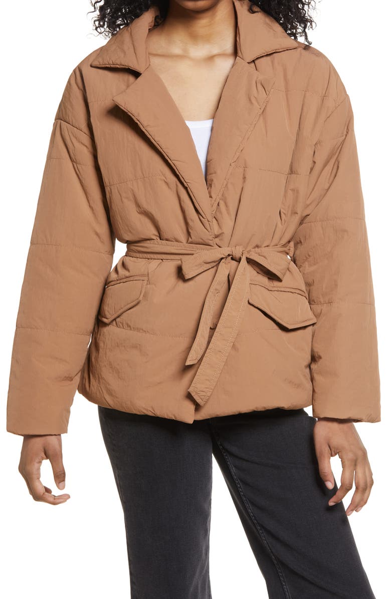 BLANKNYC NBLANKNYC Nylon Wrap Jacket w/ Knit Hood, Alternate, color, 