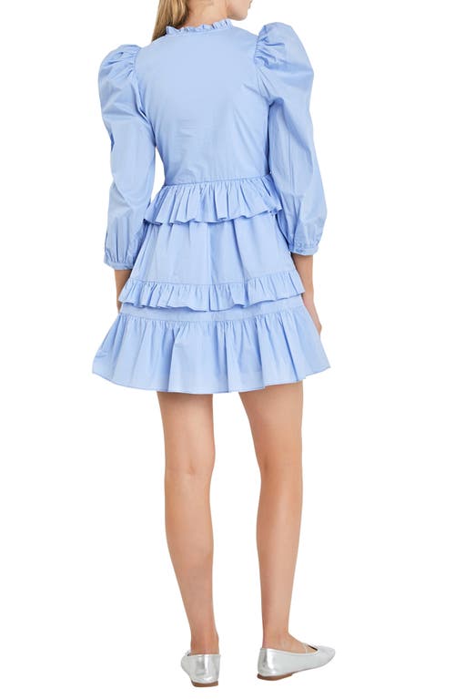 ENGLISH FACTORY ENGLISH FACTORY SMOCKED BALLOON SLEEVE COTTON MINIDRESS