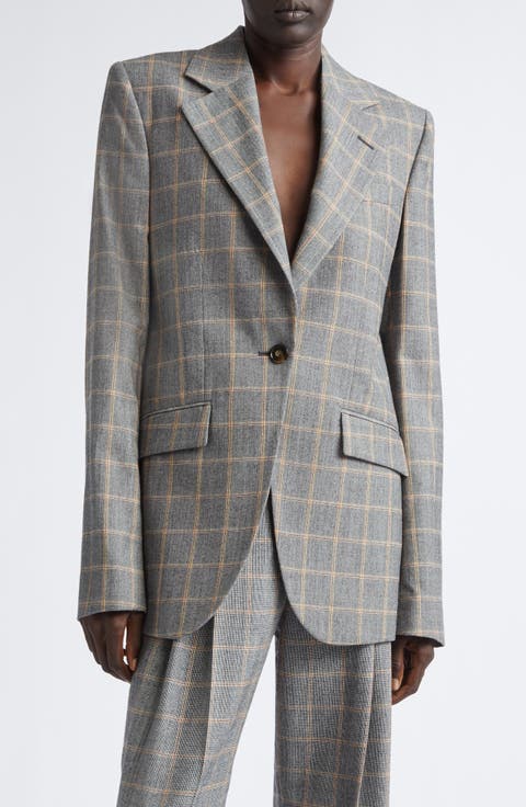 Slim Checked Virgin Wool Blazer