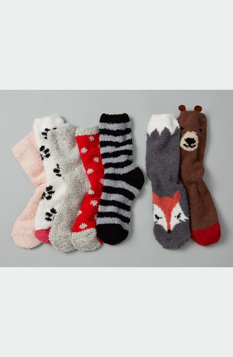 PJ Salvage 'Cozy Plush Paw Print' Crew Socks, Alternate, color, 