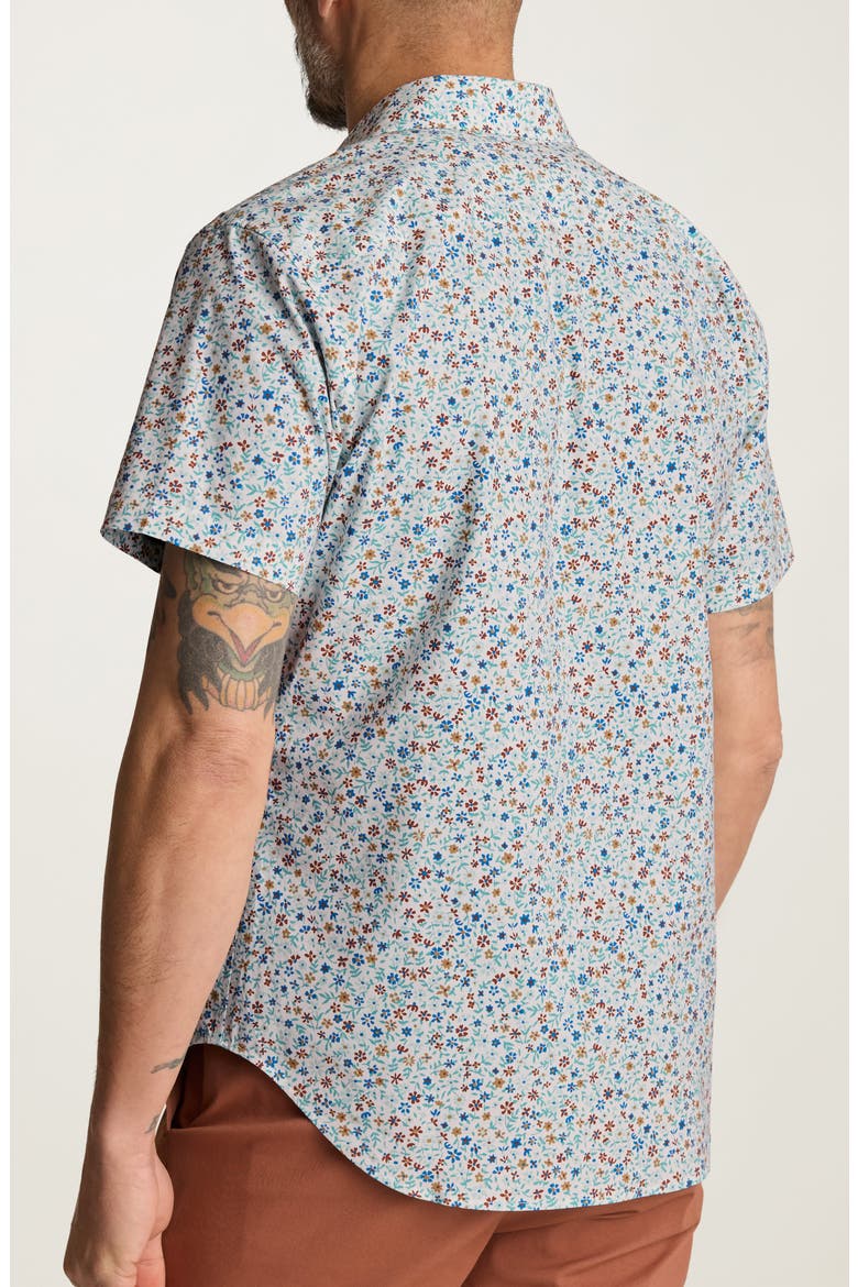 Riviera Floral Short Sleeved Stretch Cotton Shirt, Alternate, color, WHITE PRESCOTT FLORAL