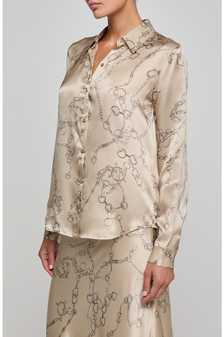 Tyler Long Sleeve Silk Button-Up Shirt, Alternate, color, SOFT MACADAMIA HORSEBIT CHAIN