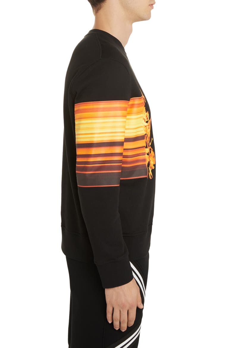 Flame Graphic Sweatshirt, Alternate, color, BLACK/ ORANGE