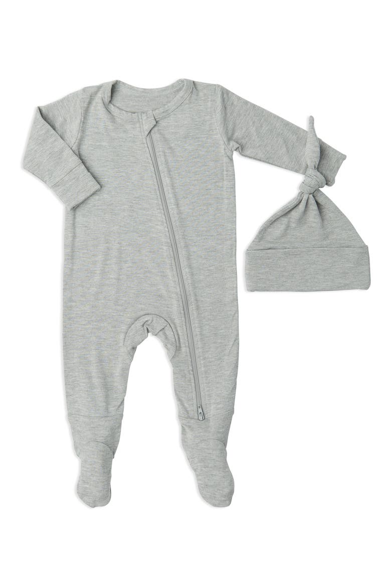 Jersey Long Sleeve Footie & Hat Set, Main, color, HEATHER GREY SOLID