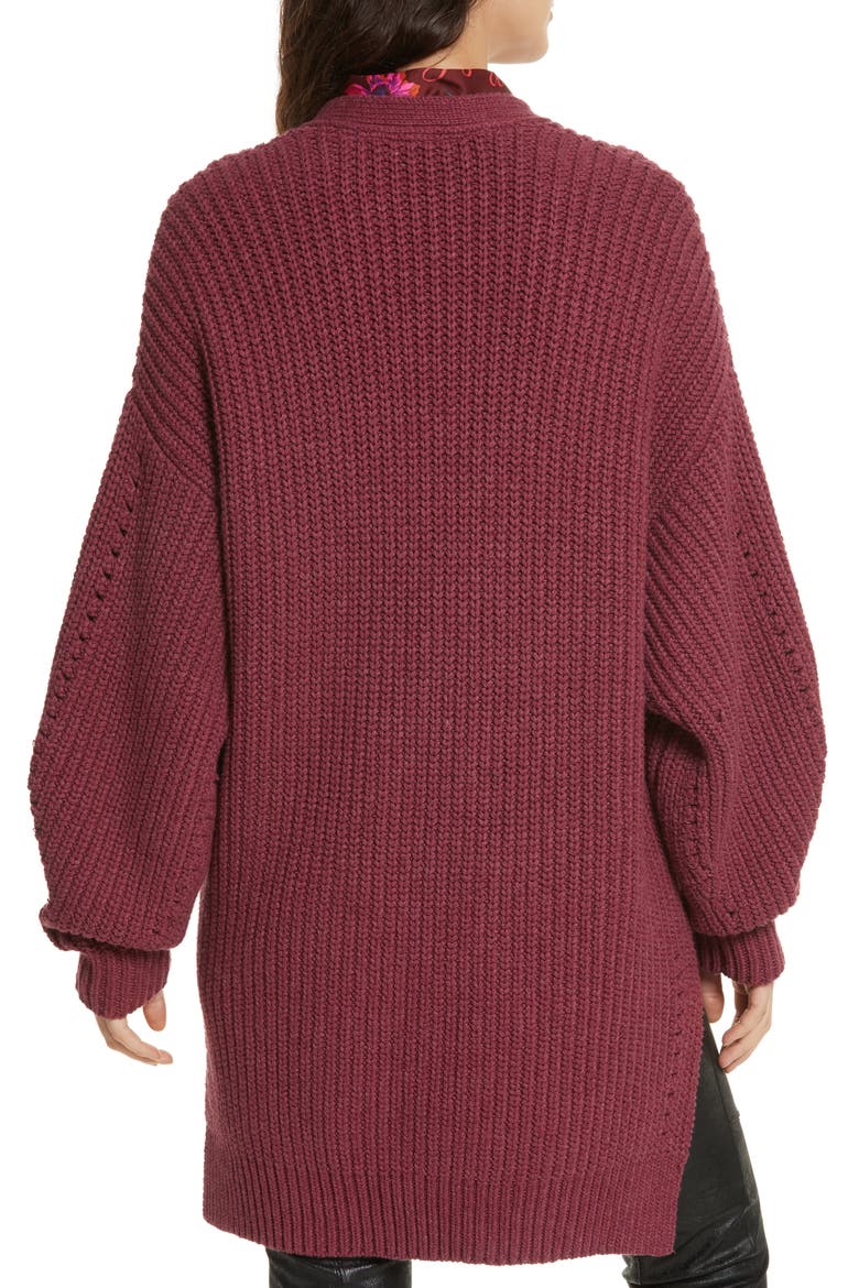 Nightingale Cardigan, Alternate, color, WINE