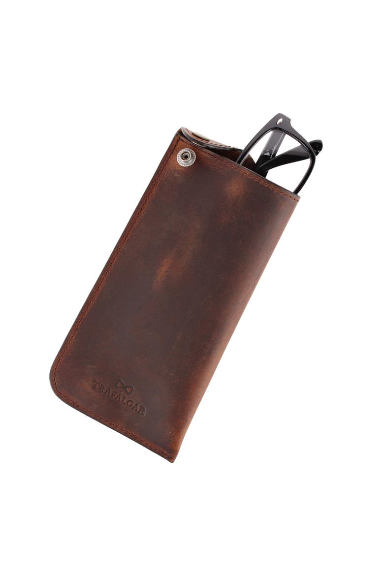 Doyle  Horse Leather Snap Closure Glass Case, Alternate, color, Tan