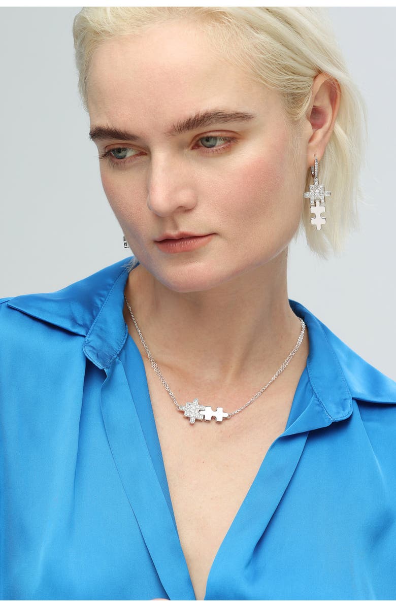 Classicharms Jigsaw Puzzle Drop Earrings, Alternate, color, Silver