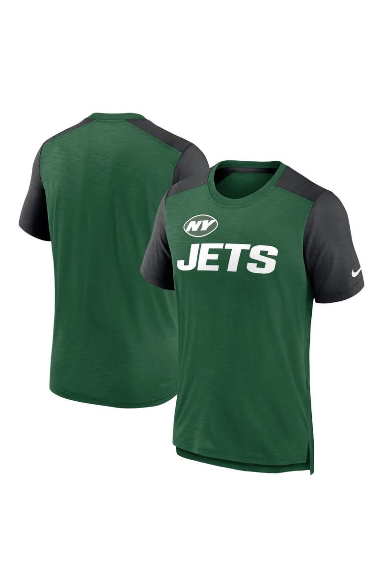 Nike Men's Nike Heathered Green/Heathered Black New York Jets Color Block Team Name T-Shirt, Main, color, 