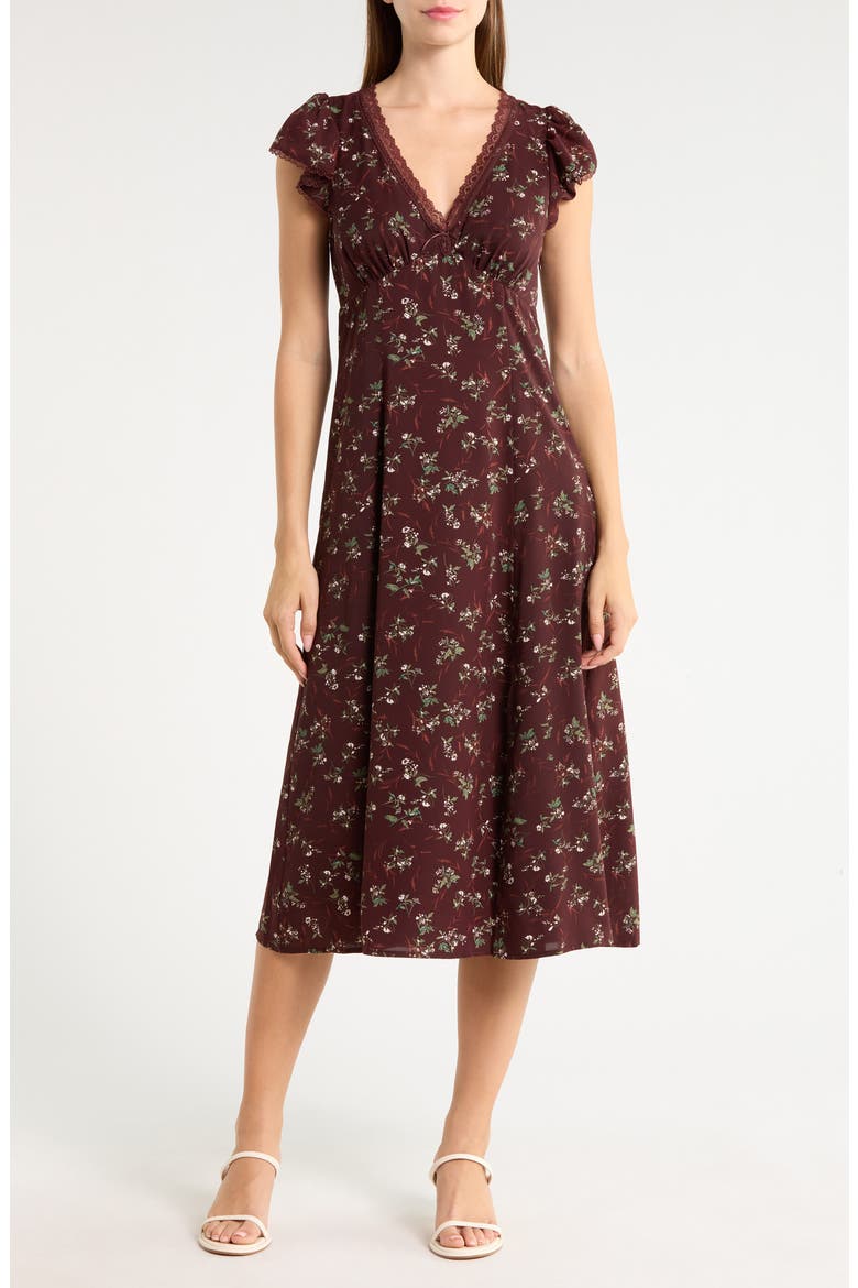 Plaid Cowl Neck Minidress, Main, color, BROWN FLORAL