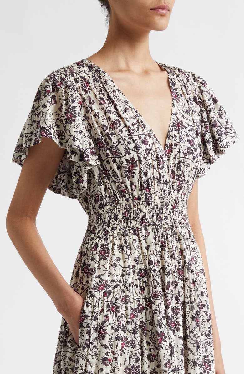 Ulla Johnson Lyria Floral Cotton Blend Midi Dress, Alternate, color, Cosmos