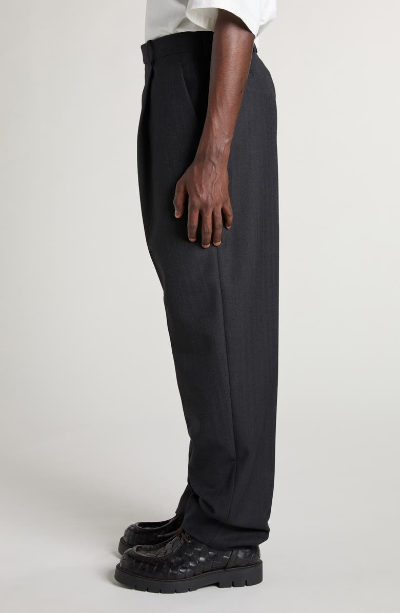 Bottega Veneta Pleated Subtle Stripe Wool Trousers, Alternate, color, 1292 Black/ Dark Blue