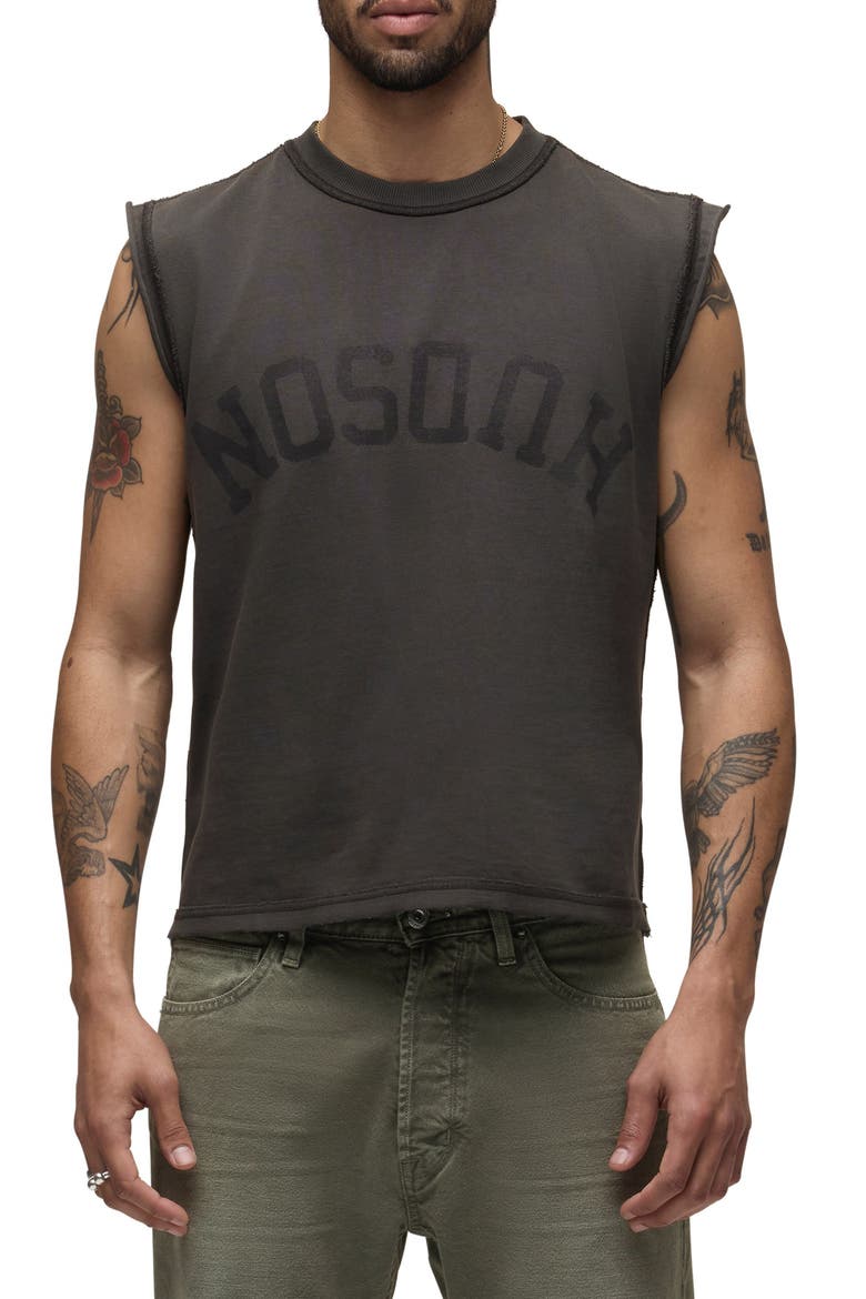 Leo Cut Off T-Shirt, Main, color, DUSK BLACK