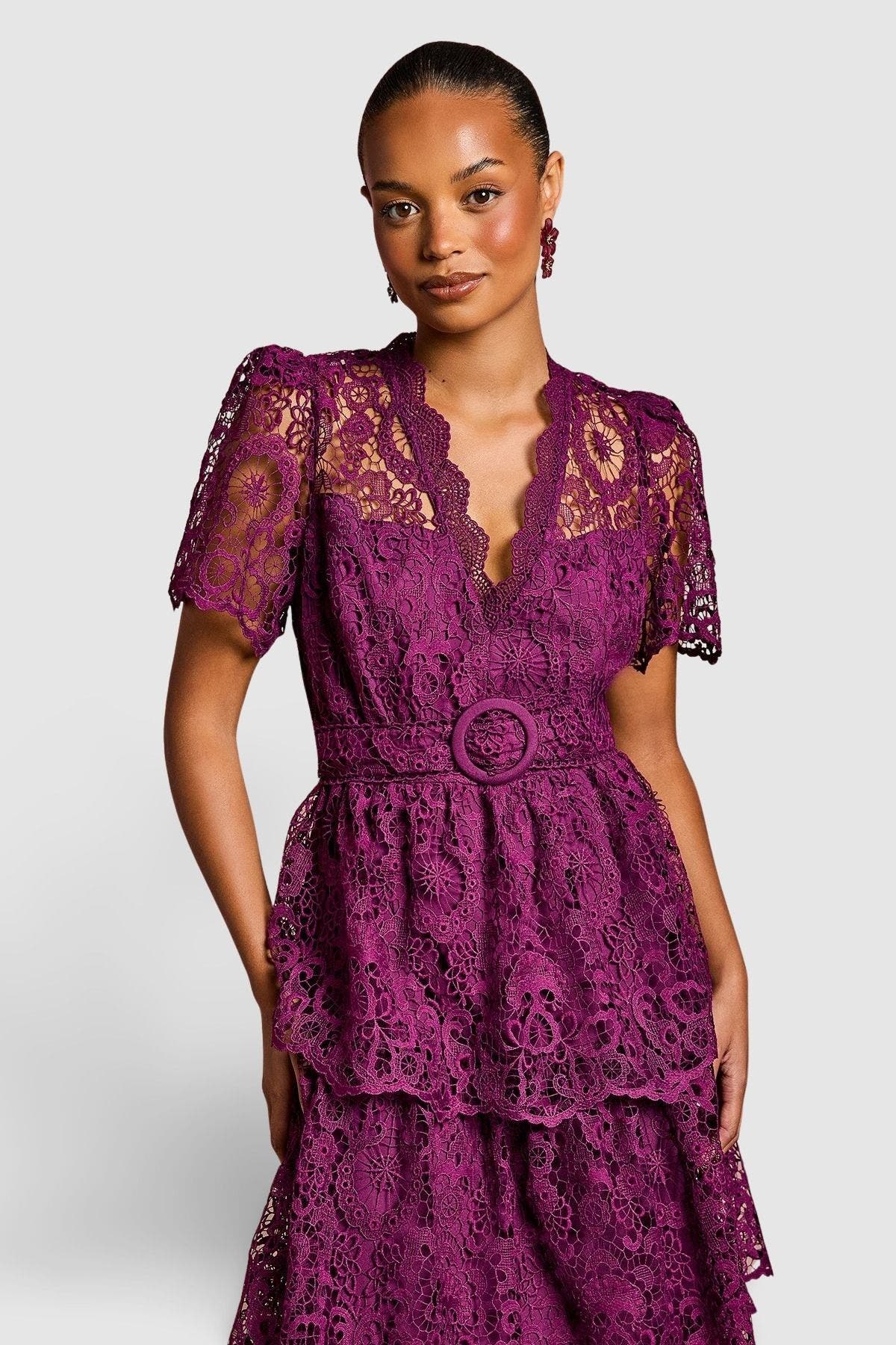 xscape tiered lace midi dress Look 49: The Dawning Lace Midi Dress for Spring 2025. #Illumination #Spring25 #PFW #zimmermann