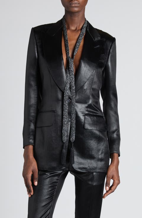 Bianca Single Breasted Liquid Satin Blazer