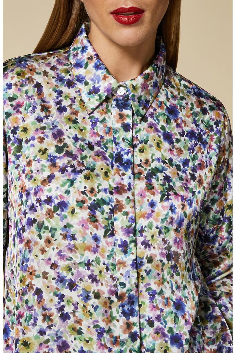 Balza Floral Satin Button-Up Shirt, Alternate, color, WISTERIA