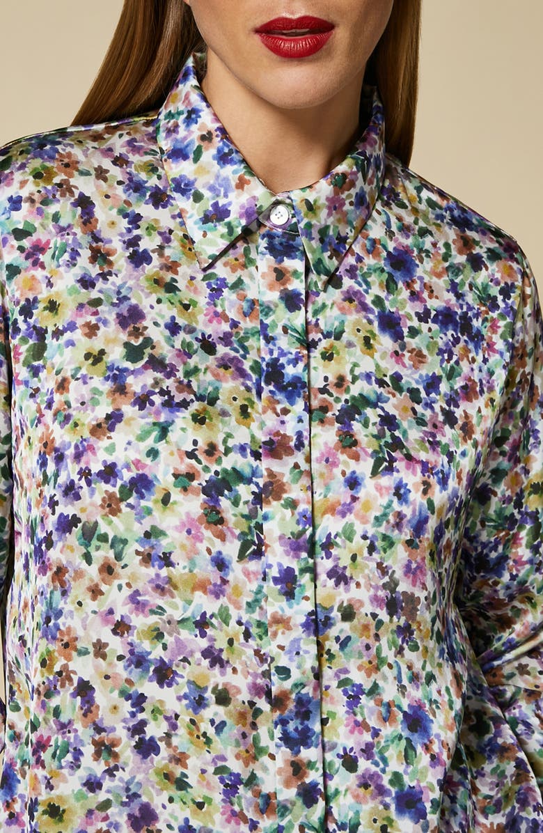 Marina Rinaldi Balza Floral Satin Button-Up Shirt, Alternate, color,