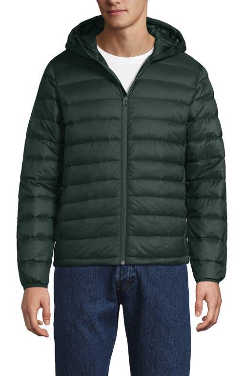 Lands' End Wanderweight Ultralight Packable Hooded Down Jacket In Evening Forest