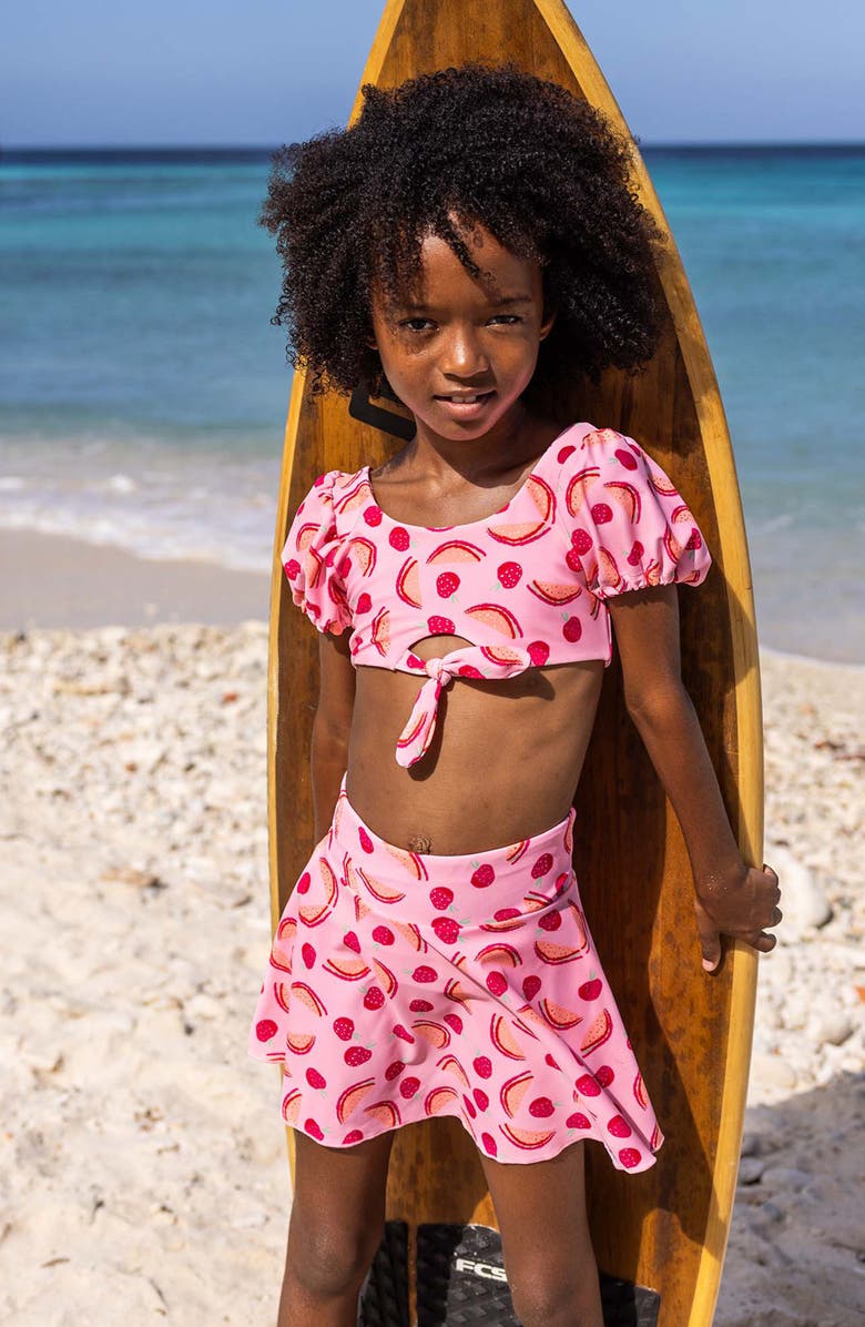 Snapper Rock Kids' Berry Sweet Skirted Bikini Bottoms, Alternate, color, Pink