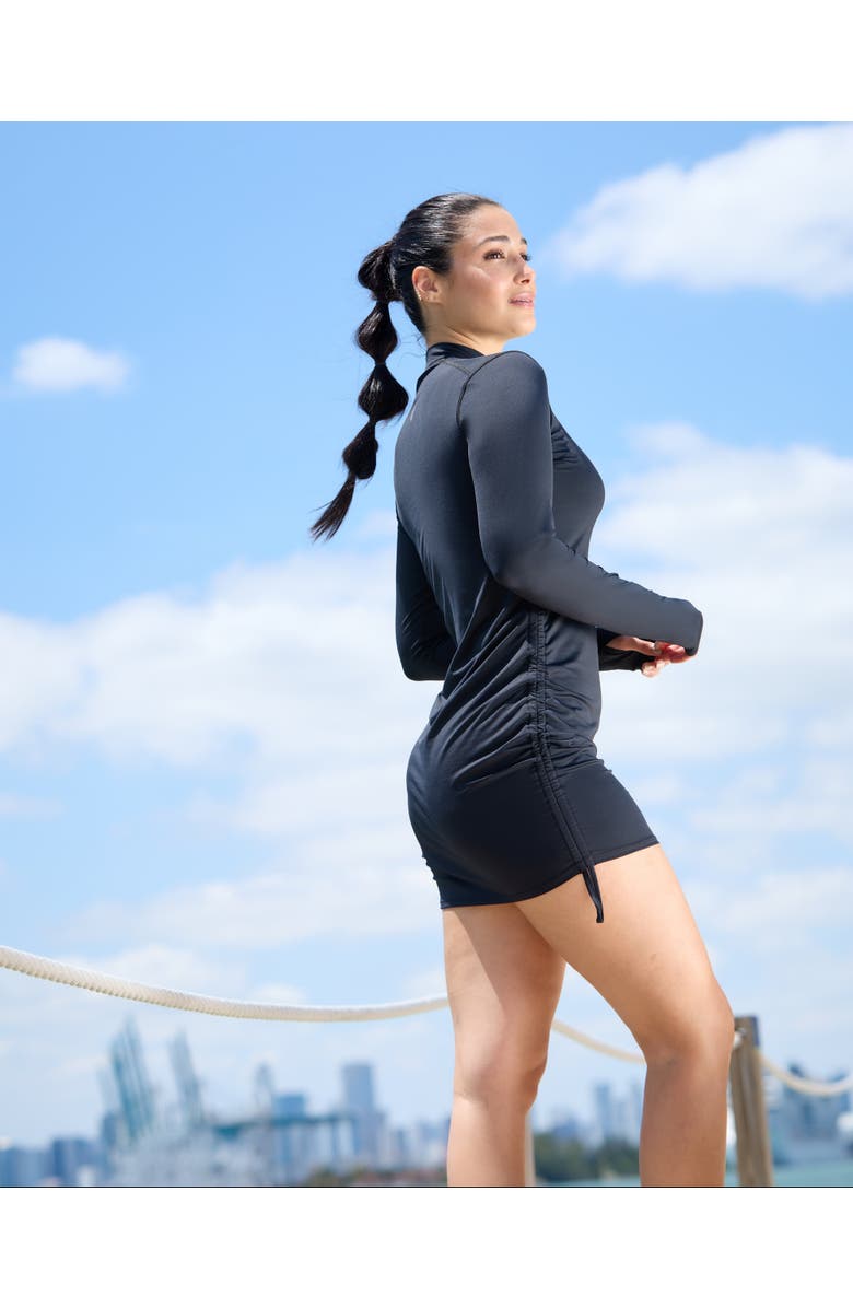 BloqUV Women's Drawstring Coverup Dress, Alternate, color, Black