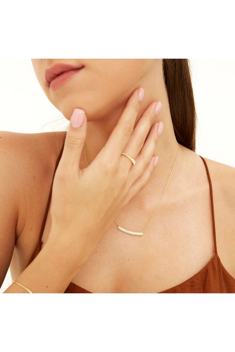 Sterling Silver Concave Bar Necklace - White, Alternate, color, Gold