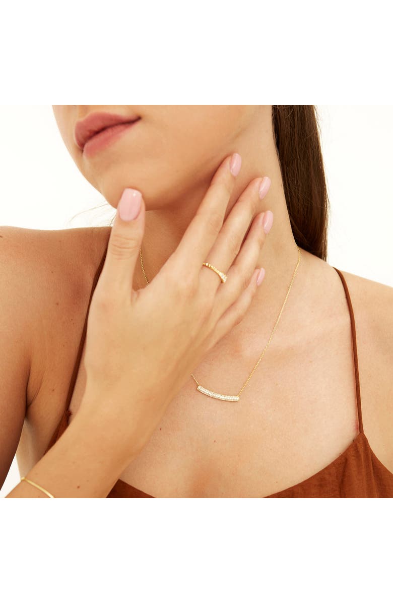 Spero London Sterling Silver Concave Bar Necklace - White, Alternate, color, Gold