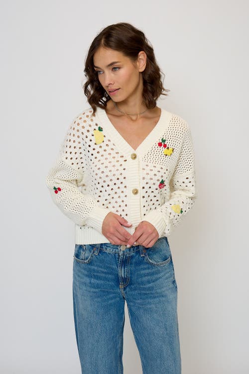 Central Park West Darcy Open Stitch Embroidered Cardigan In White