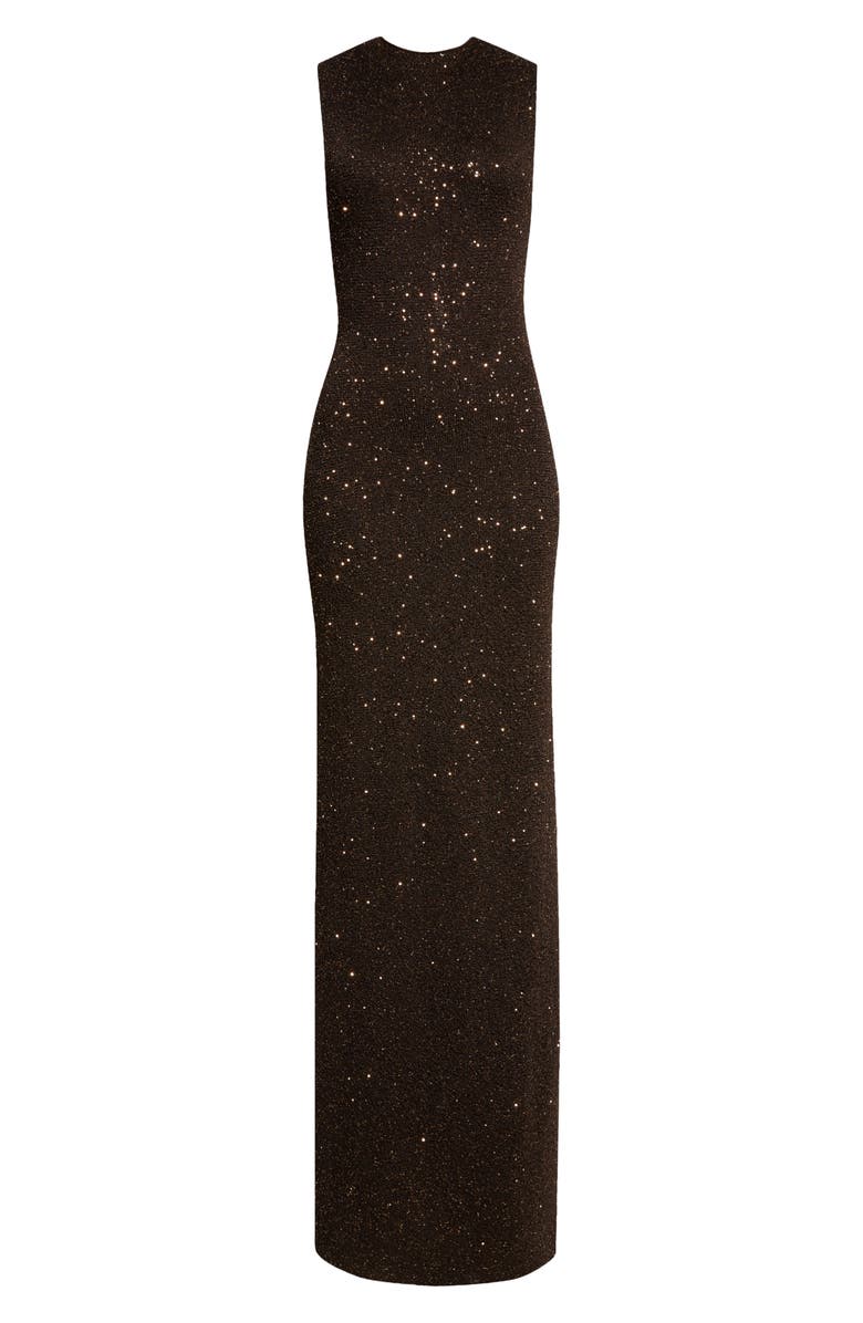 Lela Rose Sequin Funnel Neck Sweater Gown, Alternate, color,
