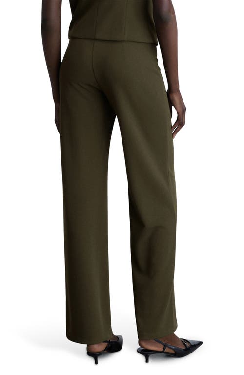 Mango Straight Leg Pants In Khaki Green