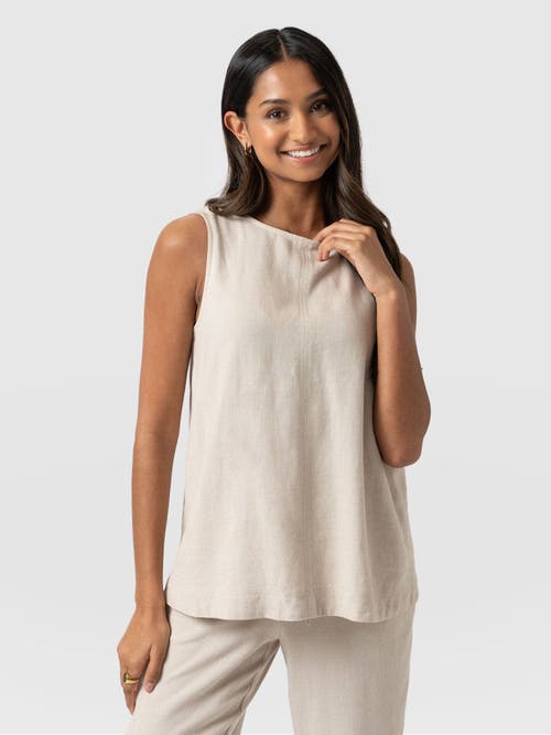 Saint + Sofia Corinne Linen Tunic In Beige
