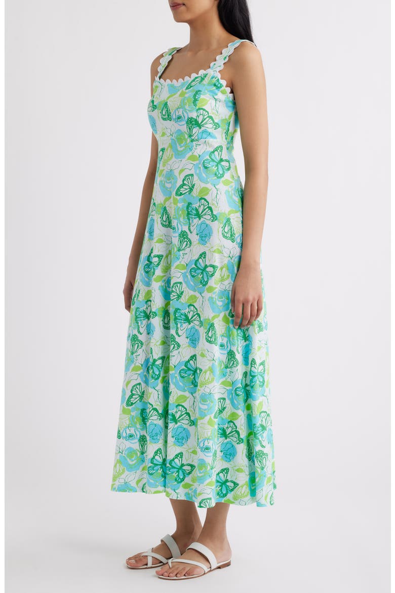 Dwyer Floral Print Midi Dress, Alternate, color, RESORT WHITE MONARCH ROSE