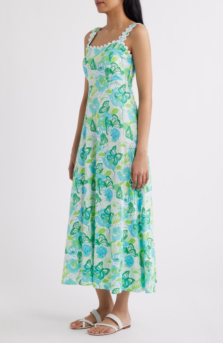 Lilly Pulitzer<sup>®</sup> Dwyer Floral Print Midi Dress, Alternate, color, Resort White Monarch Rose