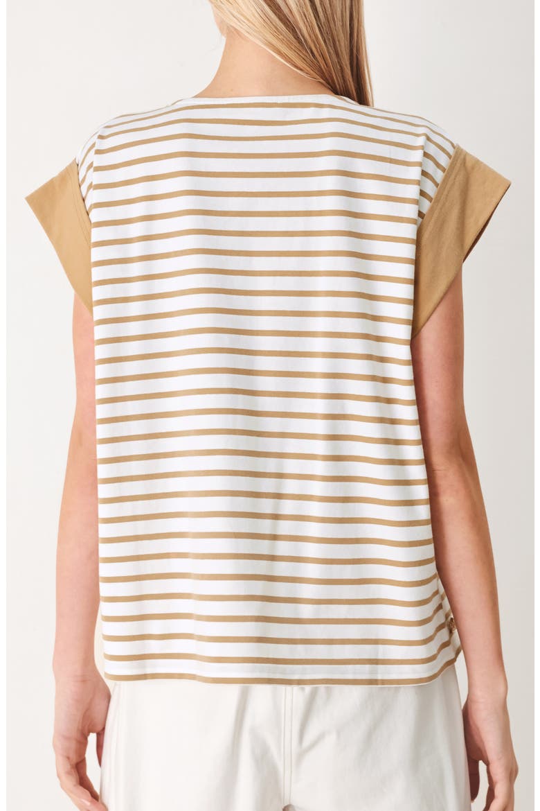 Cap Sleeve Knit Top, Alternate, color, WHITE/ TAUPE