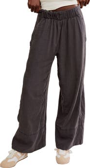 Free People Days End Pull-On Linen Blend Wide Leg Pants