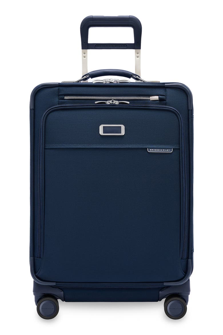 Baseline 24-Inch Checked Expandable Spinner Suitcase, Main, color, NAVY