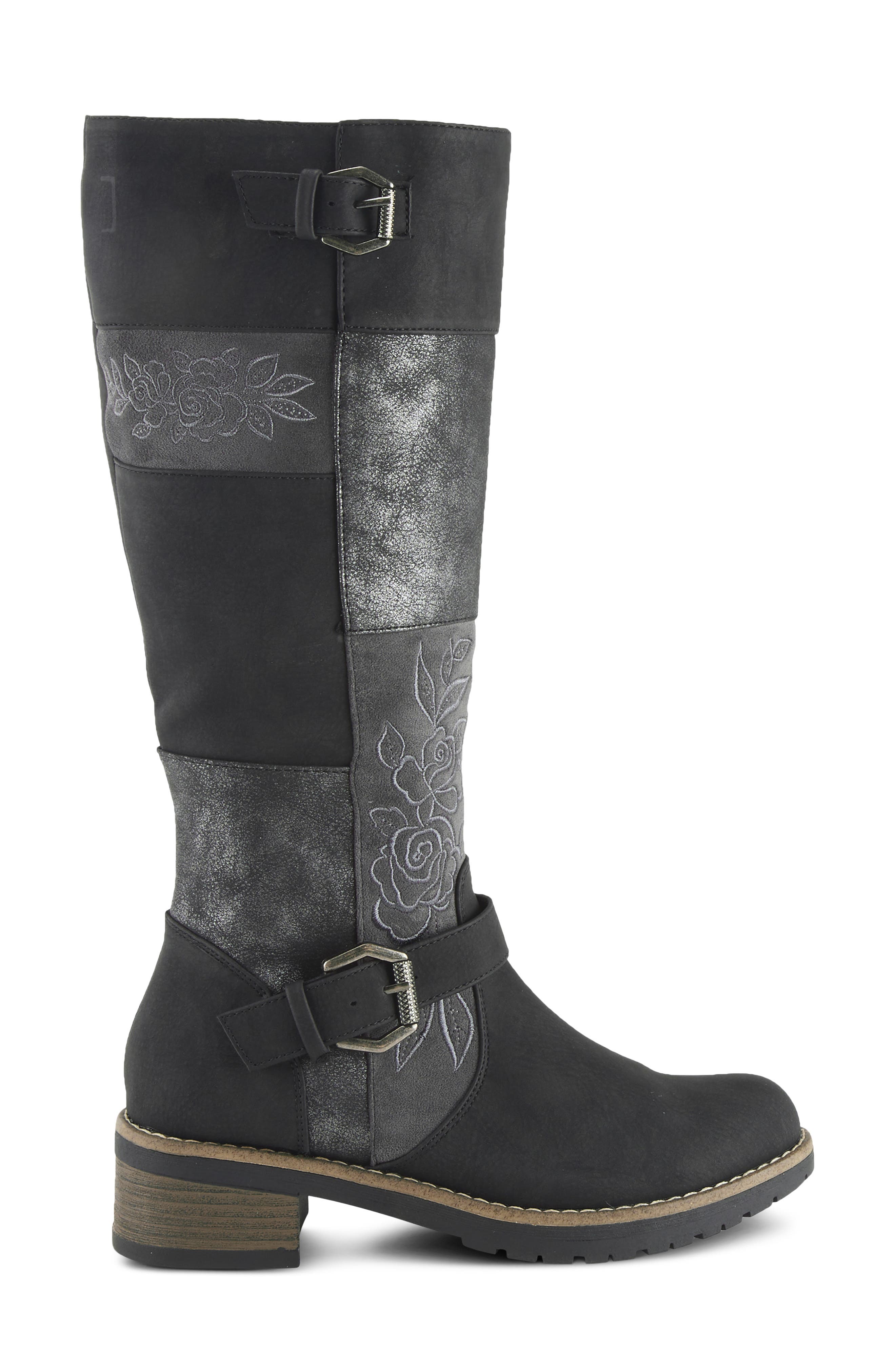 Collage Faux Leather Tall Boot, Alternate, color, BLACK MULTI